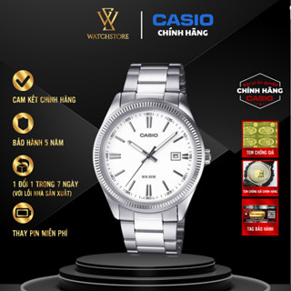 Đồng Hồ Nam Casio MTP-1302D-7A1VDF Mặt Trắng Dạ Quang Kính Khoáng 38.5mm Chống Nước Dây Kim Loại Không Gỉ Chính Hãng