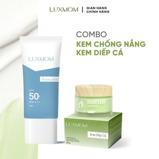  Combo Kem Diếp Cá + Kem Chống Nắng Luxmom Dưỡng Trắng Hết Mụn Mờ Thâm Sạm Trẻ Hóa Da An Toàn Cho Mẹ Bầu Và Sau Sinh 
