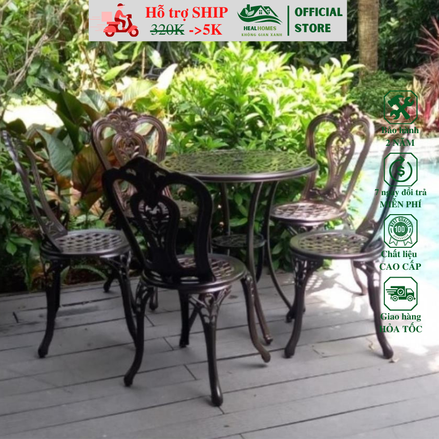 Bộ Bàn Ghế Sân Vườn D68-MĐ - HEALHOMES