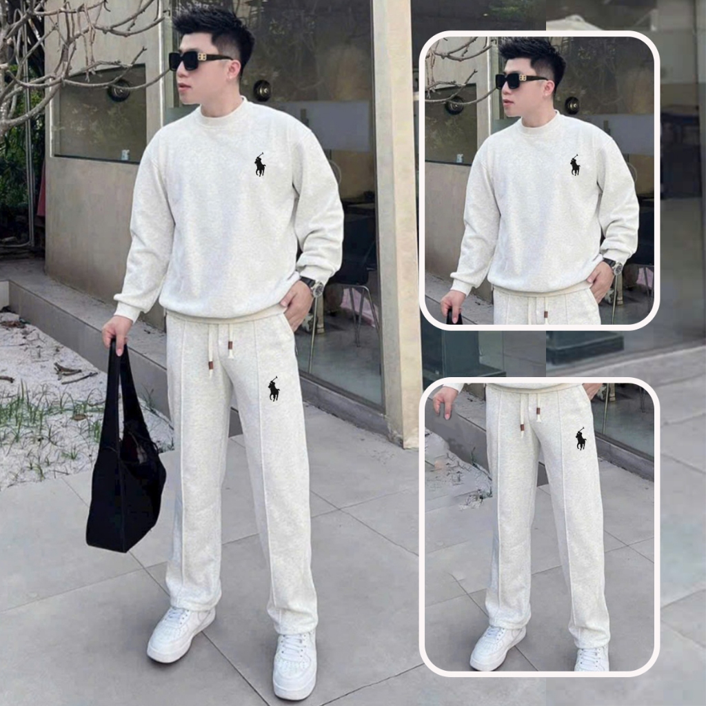 Set Bộ Quần Áo Nỉ Nam Thu Đông Logo Thêu Chất Nỉ 2 Da Dày Dặn Quần Có Dây Rút PN STORE