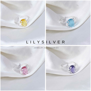 Nhẫn bạc nữ Lily Silver, hồ ly mix đá phong thủy tự nhiên - chất liệu bạc ta