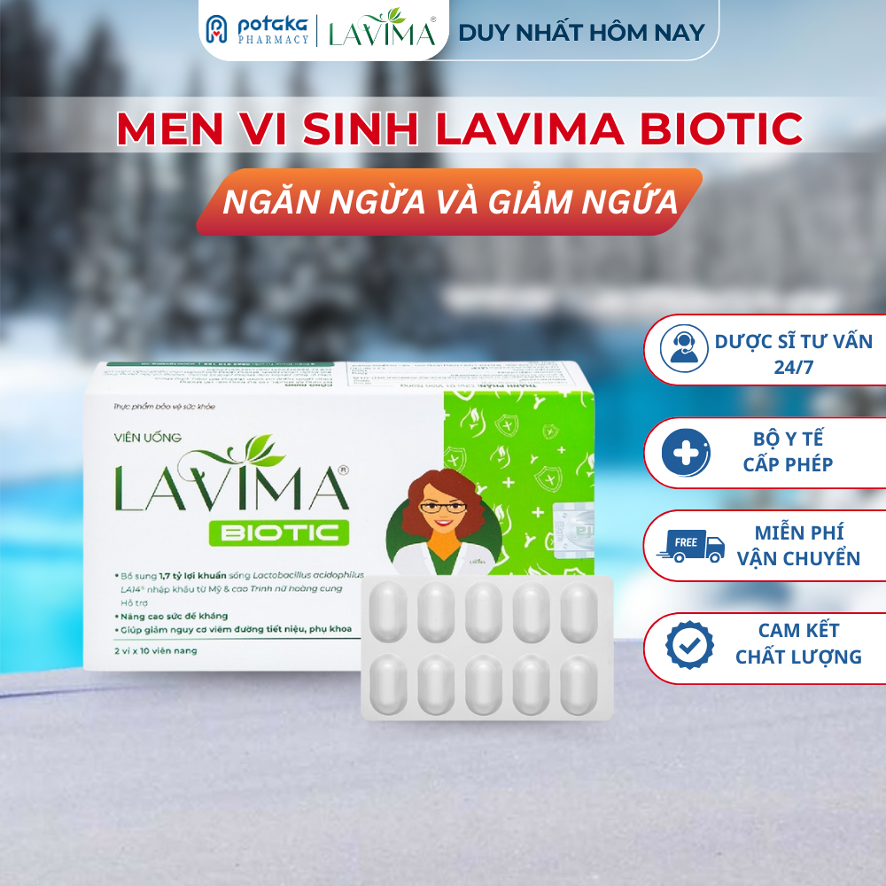 Viên Uống Phụ Khoa Giảm Khí Hư, Men Vi Sinh Vùng Kín LAVIMA BIOTIC Ngăn Ngừa Và Giảm Ngứa Rát 20v