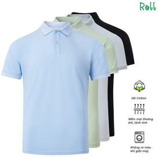 Roll Áo polo nam Roll vải Cotton melange organic, suplima xuất xịn màu sắc đẹp mềm mại, lành tính, bền màu không bai xù