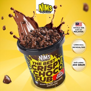   HỘP LỚN 250G  Sô cô la sữa Nims giòn tan chảy Hạt khuyết Coco Crunch Malaysia 