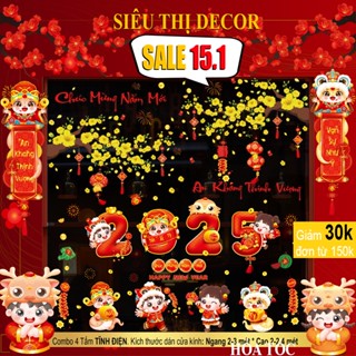 Decal tết 2024 dán cửa kính dán kính 2 mặt sẵn keo [20 mẫu]