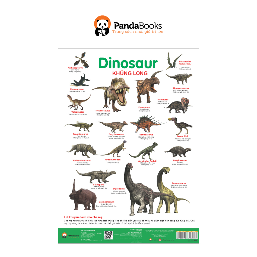 Sách PANDABOOKS - Poster - Khủng Long - Dinosaur