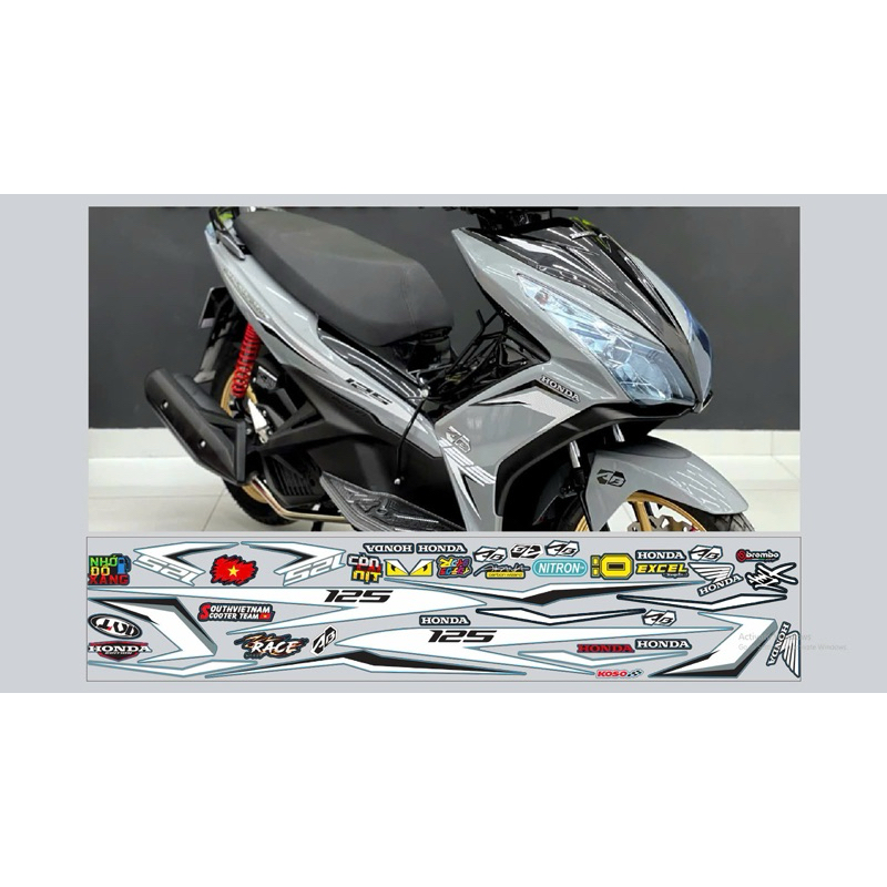 tem chế xe AB 110 màu xám chỉ trắng- Tem in vi tính cao cấp