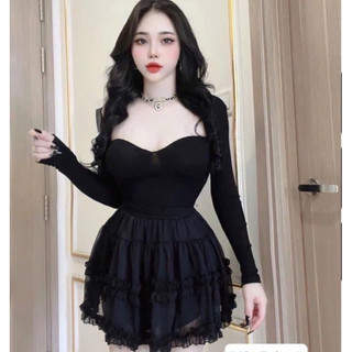 4/1 SET VÁY CÚP NGỰC SẴN MÚT TAY DÀI CVÁY BÈO