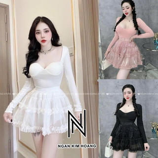 4/1 SET VÁY CÚP NGỰC SẴN MÚT TAY DÀI CVÁY BÈO