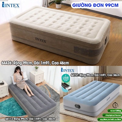 Giường hơi INTEX cao cấp tích hợp bơm điện cổng USB nhiều kích cỡ