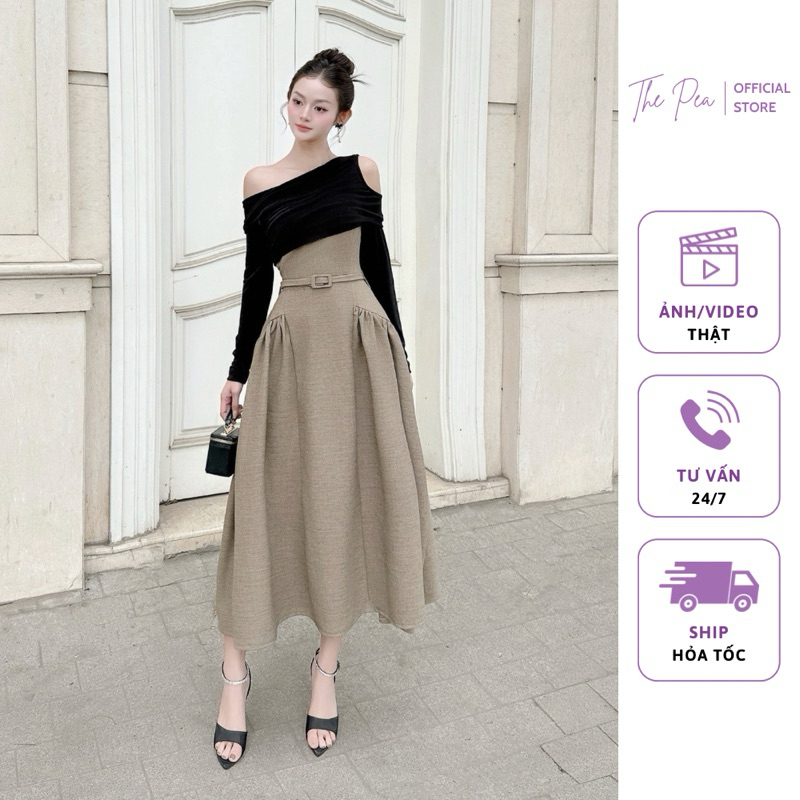 Đầm Dự Tiệc Trễ Vai Kèm Belt Thanh Lịch, Tiểu Thư MOLLY DRESS by The Pea