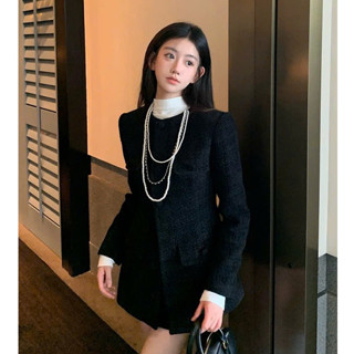 TB085 Set bộ áo khoác dạ cao cấp thiết kế áo cổ tròn đứng form chân váy ngắn hách dáng