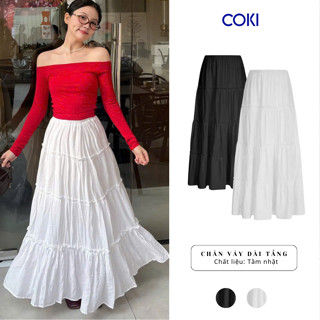 Chân váy xòe dáng dài 3 tầng 2 lớp chất liệu tằm nhật