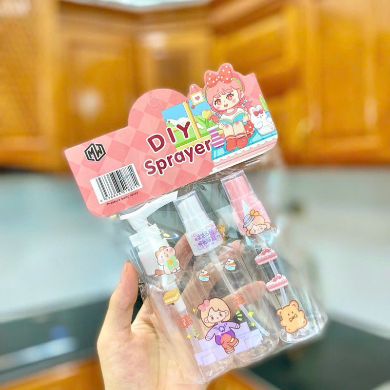 Set 3 chai chiết mỹ phẩm có vòi 100ml kèm sticker dán, lọ chiết chất lỏng tiện dụng