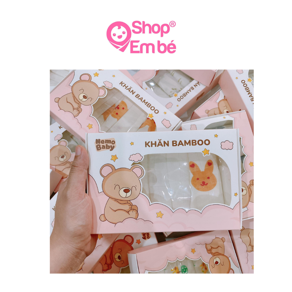 Set 5 Khăn Sữa Sợi Tre Cho Bé BamBoo Nemo mềm mịn, thấm hút tốt