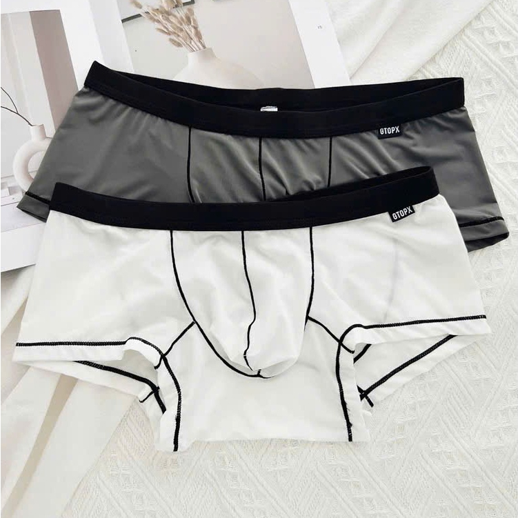 Quần Lót Nam Boxer Đùi GTOPX MAN Trơn Viền Tôn Dáng Thun Lạnh