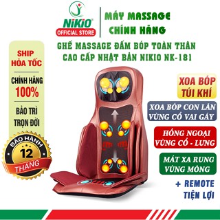  Đệm Ghế Massage Toàn Thân Đa Năng Nikio NK-181 - Mát Xa Lưng 3D Kết Hợp Tính Năng Nhiệt Hồng Ngoại 