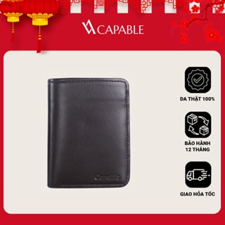 Ví da đứng mini Capable màu nâu 5 ngăn, bảo hành 12 tháng