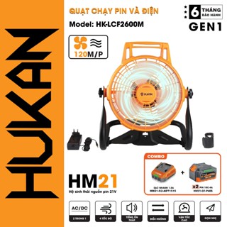 Quạt gió dùng pin HUKAN HK-LCF2600M, Đường kính cánh quạt 15cm, 4 cấp chỉnh tốc