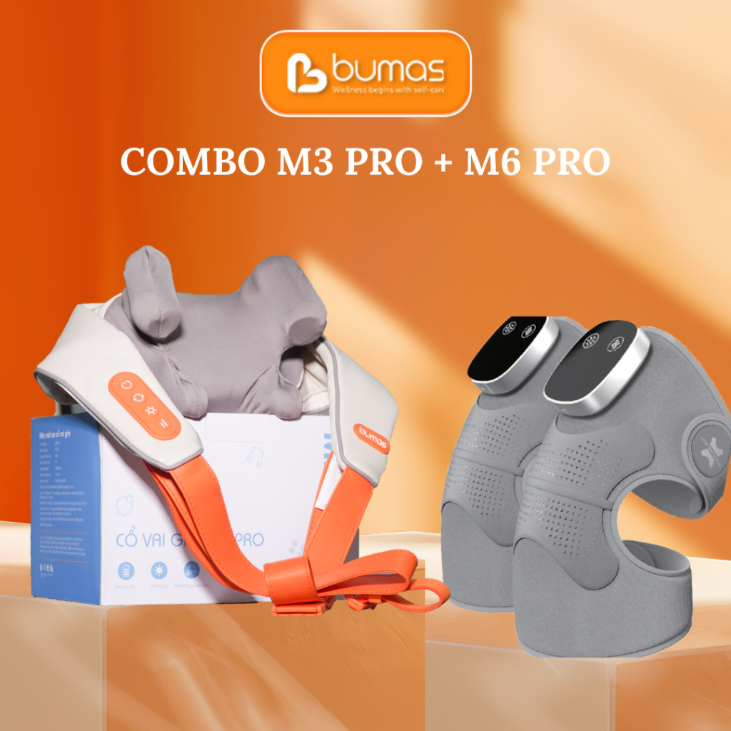 Combo Máy Massage Cổ BUMAS M3 Pro Và Máy Massage Đầu Gối BUMAS M6 Pro