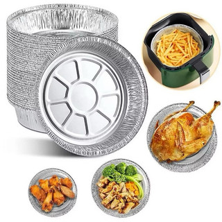 COMBO 100 Khay Giấy Bạc Lót Nồi Chiên Không Dầu, Khuôn Giấy Bạc Đựng Thực Phẩm Tiện Lợi size 22cm
