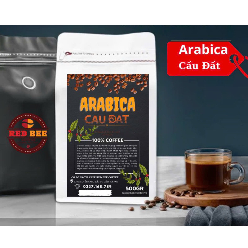 Cafe Arabica nguyên chất, Arabica cầu đất pha máy pha phin gói 500gr