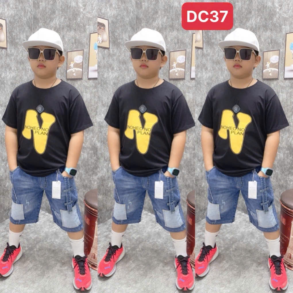 (41-58kg)BỘ ÁO THUN QUẦN JEAN TẾT CAO CẤP BÉ TRAI DC37