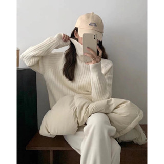 Áo len thụng cổ lọ dáng xuông hàng Quảng Châu loại 1 cho nữ chất mềm mịn không bông xù phong cách Hàn Quốc