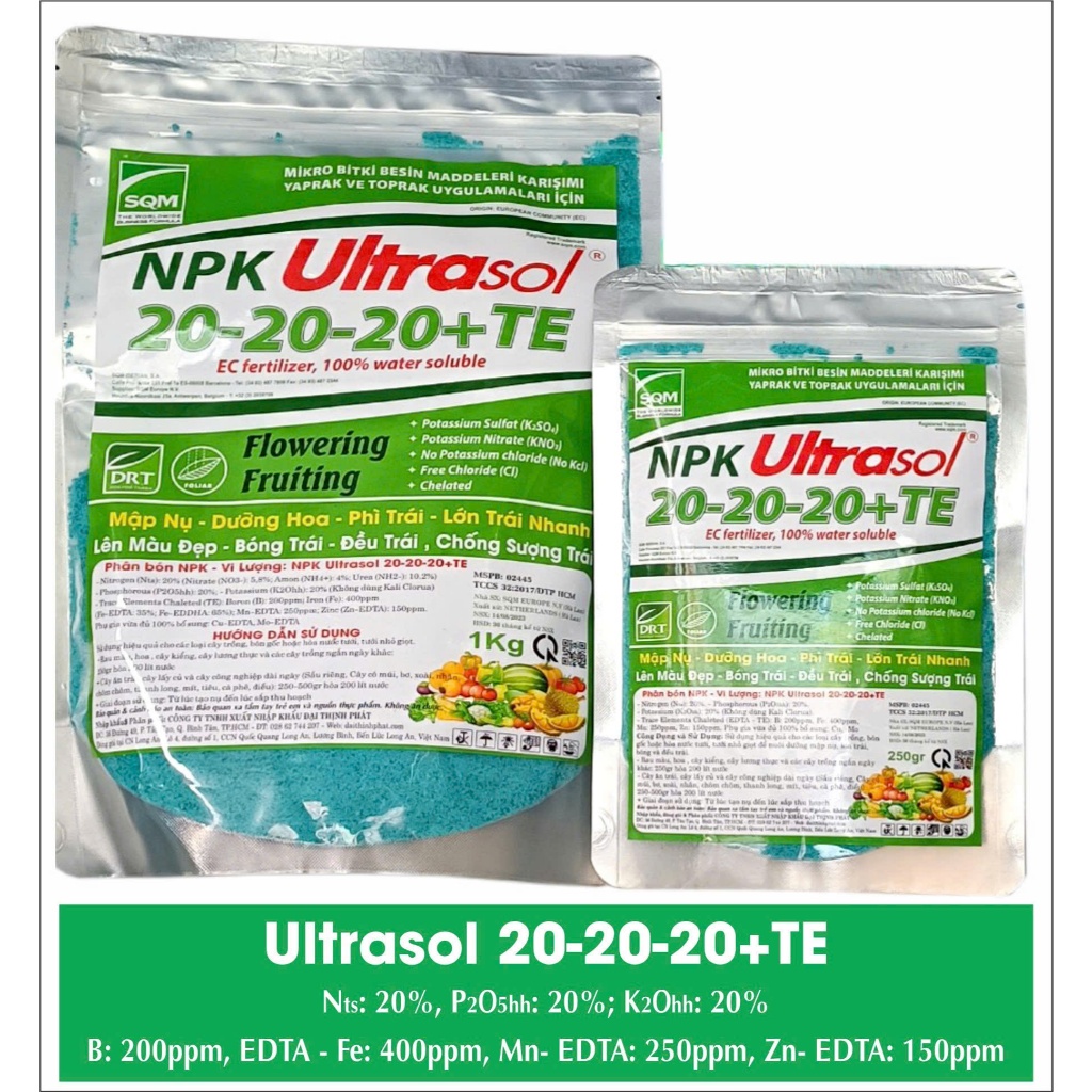 Phân bón Lá- Hoà Tan UltraSol 20-20-20+TE