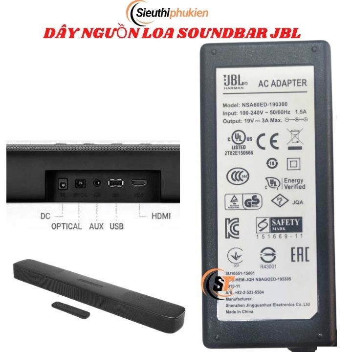 Dây nguồn cho loa Soundbar JBL Bar Studio 19v bản zin - bảo hành 1 năm, sạc nguồn loa JBL