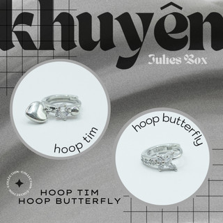   1 Chiếc   BẤM  Khuyên Tai Xỏ Nam Nữ Hoop Butterfly + Tim Unisex Không Gỉ Sét Bông Tai Julies box 66 