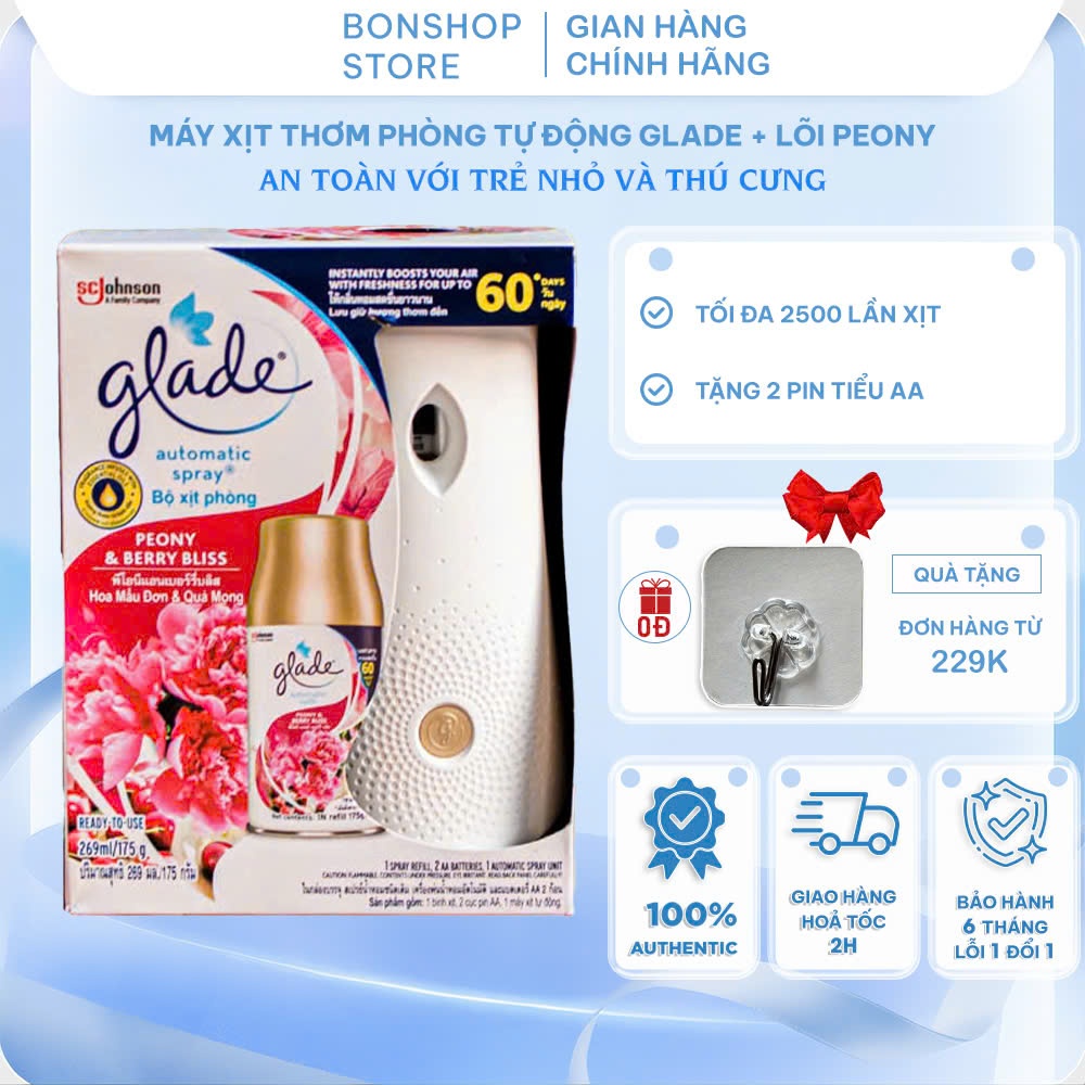 Máy Xịt Thơm Phòng Tự Động Glade, Xịt Thơm Phòng Tự Động Glade Hương Thơm Dịu Nhẹ