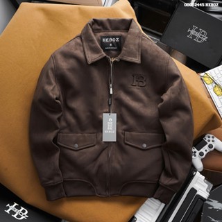 [HẾN STORE MENSWEAR] Áo khoác da lộn logo Heboz 3M, áo lạnh dành cho nam cổ bẻ chất vải dày dặn - 00002445
