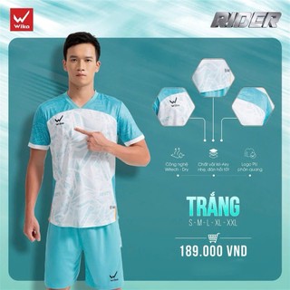 Bộ đồ quần áo bóng đá Wika Rider mới chính hãng trơn không logo câu lạc bộ đá giải đội size nhỏ lớn to mát màu trắng đẹp