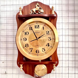 [Kana Mẫu Mới Nhất 2025] Đồng Hồ Treo Tường Kana Quả Lắc Gỗ Mặt Số Nhôm Cao Cấp, Máy Trôi Siêu Tĩnh Thương Hiệu Kashi