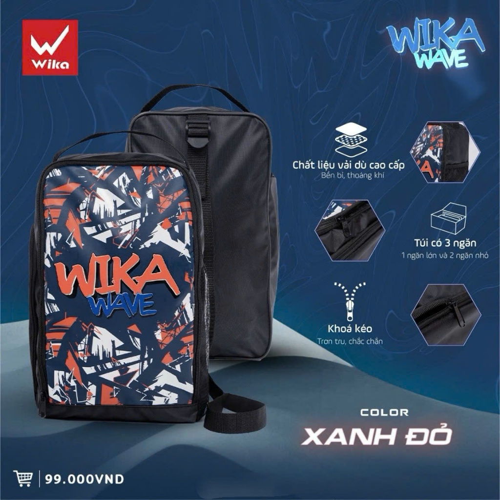 Túi xách đeo chéo đựng giày quần áo banh bóng Wika Wave cao cấp chính hãng giá rẻ chống thấm nước mớ
