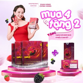 4 Hộp Cafe Giảm Cân Mâm Xôi Raspberry Coffee Chính Hãng - Tặng hộp 7 gói - Cà Phê Hỗ Trợ Giảm Mỡ Tốt