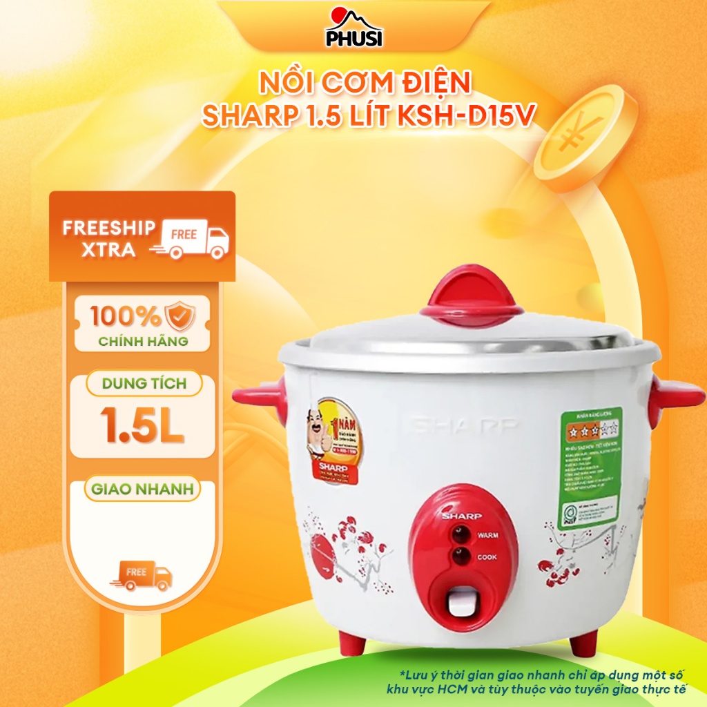 Nồi cơm điện Sharp 1.5 lít KSH-D15V (Màu ngẫu nhiên)