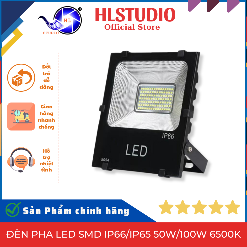 Đèn Pha LED SMD IP66/IP65 50W/100W 6500K HL Studio Hiệu Suất Cao