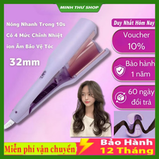 Máy Uốn Tóc Xoăn Sóng Nước Hippe 32mm Chất Liệu Gốm Sứ Ceramic Cao Cấp, Máy Làm Xoăn Sóng Nước Chỉnh Nhiệt