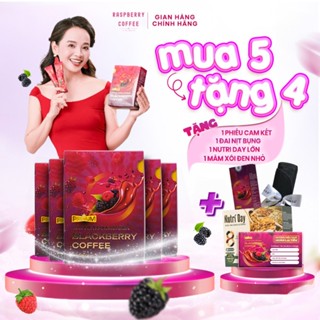 5 Hộp Cafe Giảm Cân Mâm Xôi Raspberry Coffee Chính Hãng Tặng Hộp Cà Phê Nhỏ 7gói + Sữa Hạt +Nịt bụng