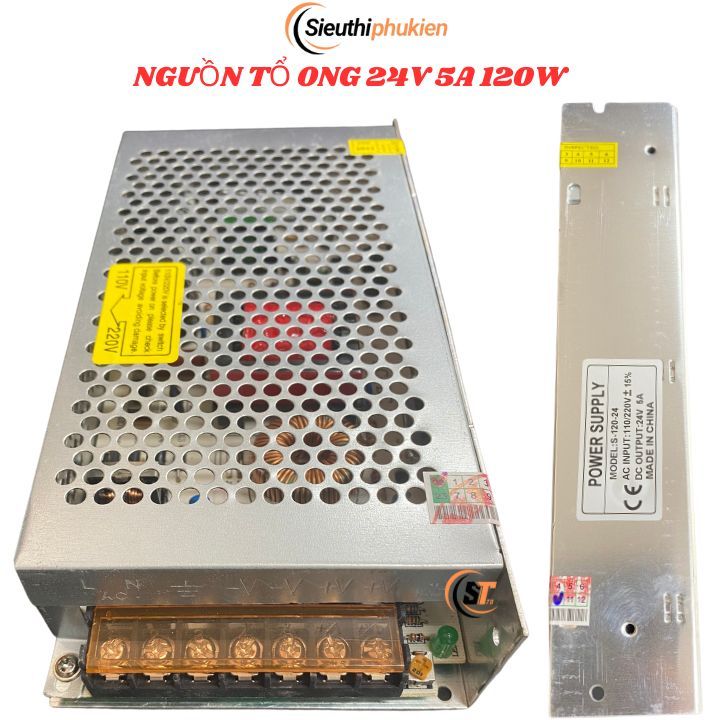 Nguồn tổ ong 24v 5a 120W S-120-24 bảo hành 1 năm, nguồn led 24v 5a xịn