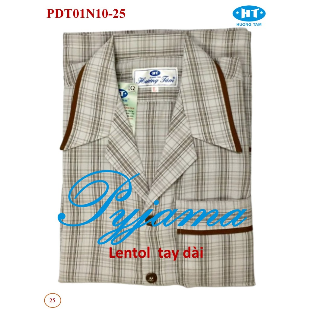 Bộ Pyjama HUONGTAM Lentol tay dài  nam cao cấp(PDT01N11).Chất liệu vải Lentol loại tốt: mềm mại, thoáng mát, không phai