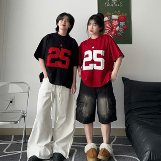 THUN 25 ĐẮP NỔI TEE BOXY - Áo thun cổ tròn form rộng nam nữ unisex đắp nổi số 25 màu ĐEN/ĐỎ 🖤 Áo phông Brand Jaystoree