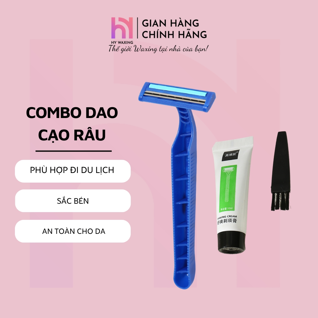 Combo Dao Cạo Râu Nam Du Lịch HY WAXING Kèm Kem Cạo Râu An Toàn Tiện Lợi