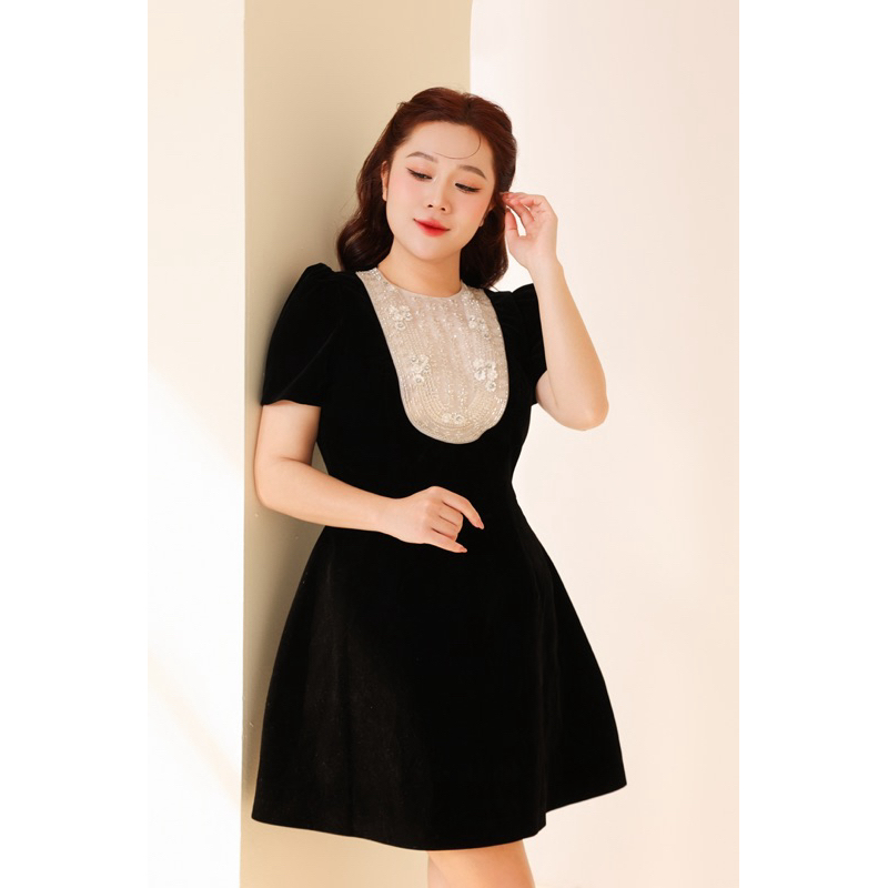 Keelin - Đầm dự tiệc bigsize chất nhung, cổ tròn sang trọng