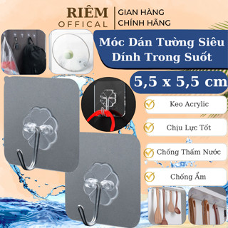 Móc Dán Tường Siêu Dính Trong Suốt Móc Treo Tường Chịu Lực Tốt Chống Nước Chống Ẩm Đa Năng RIEM