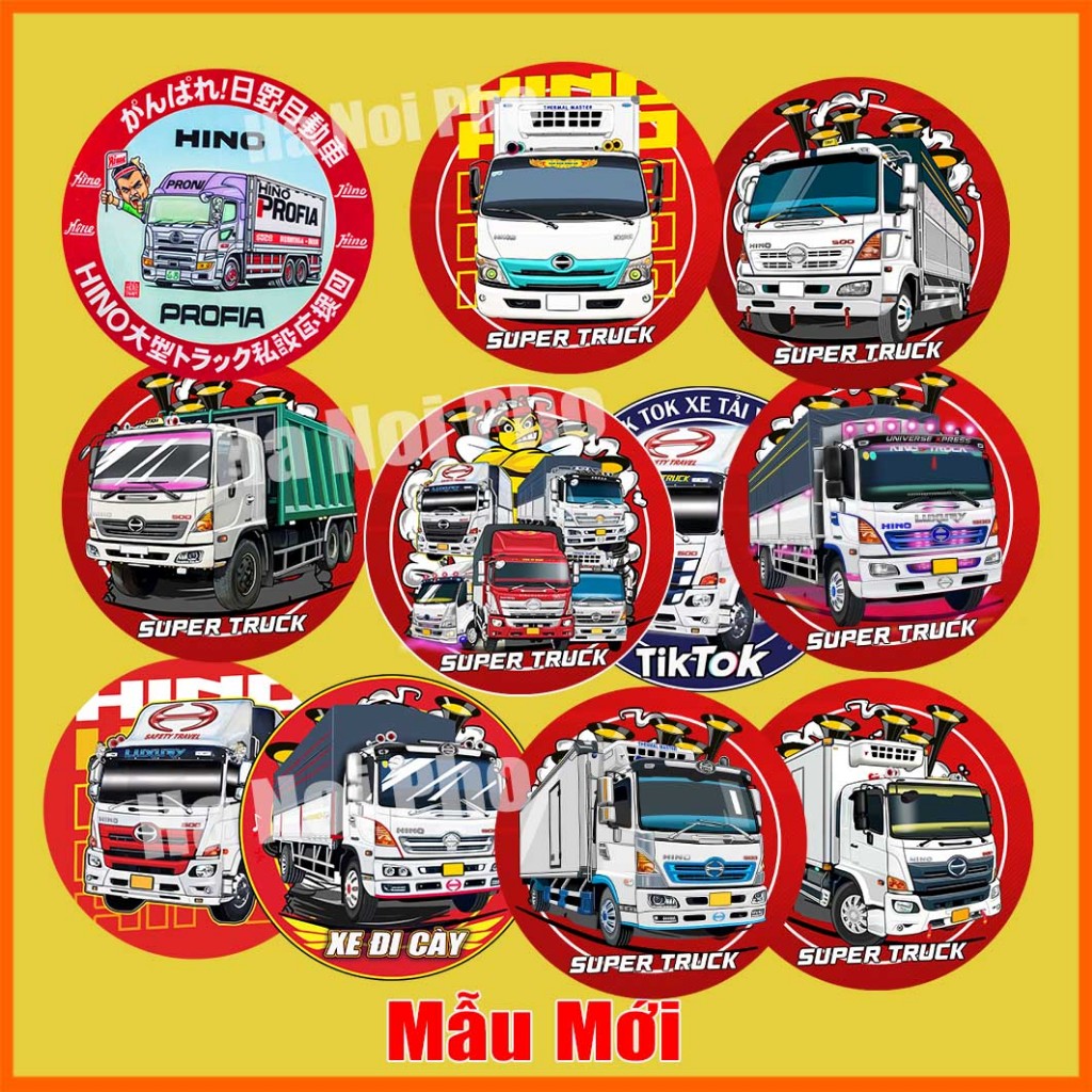 Set 15 tem nhỏ HINO 2025 - Tem Dán Xe Hino - Hà Nội Phố Xe Tải