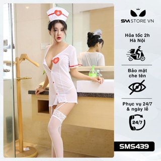 Cosplay y tá với thiết kế cổ chữ V xẻ sâu siêu ngắn sexy - SMS439