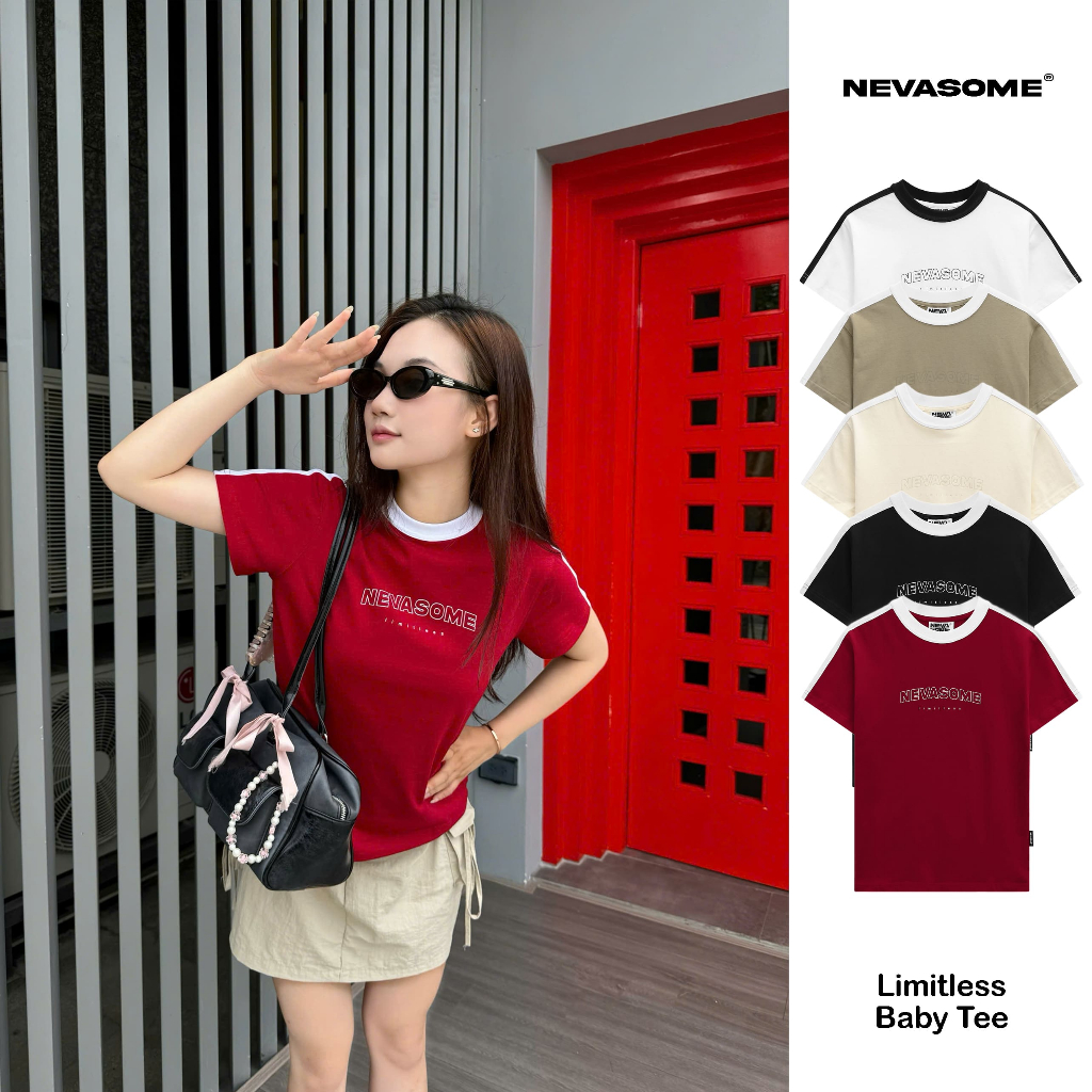 [Xả Hàng] Áo Thun Baby Tee Local Brand NEVASOME Sporty 5 màu Thể Thao Cotton 230gsm Cổ Tròn Nữ